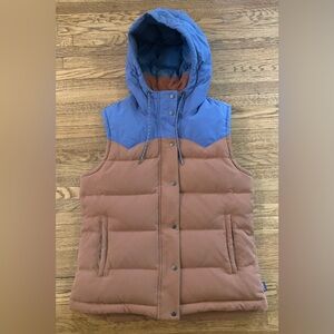 Patagonia Hooded Bivy Vest Matte Rust Blue Down L